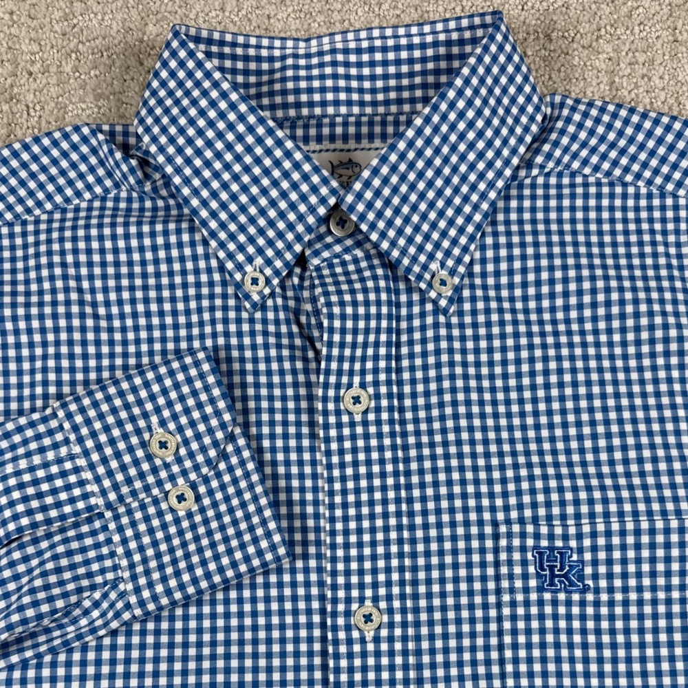 Southern Tide Mens Small Kentucky Wildcats Intercoastal Blue Button Down Shirt